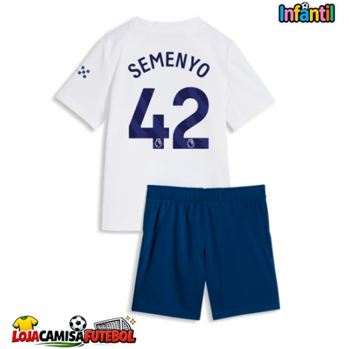 Camisa de Futebol Manchester City Antoine Semenyo #42 Equipamento Alternativo Infantil 2026-27 Manga Curta (+ Calças curtas)